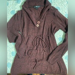Maternity Burgundy & Black Long-Sleeve Sweater
